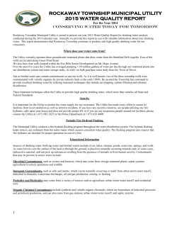Rockaway Township Municipal Utility is proud to present our year