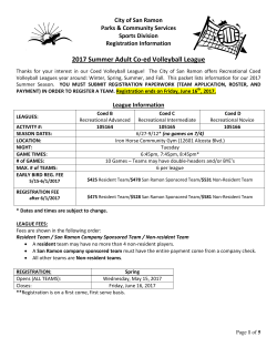 2017 Summer Adult Co-ed Volleyball League