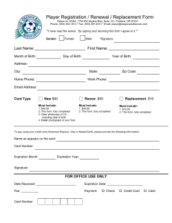 Player Registration / Renewal / Replacement Form