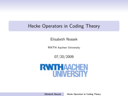 Hecke Operators in Coding Theory - RWTH