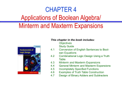 Applications of Boolean Algebra Minterm and Maxterm Expansions