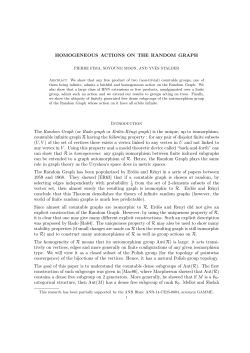 HOMOGENEOUS ACTIONS ON THE RANDOM GRAPH Introduction