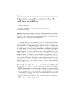 1 Exponential inequalities and estimation of conditional probabilities
