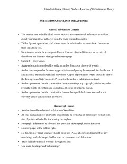 Interdisciplinary Literary Studies: A Journal of Criticism and Theory