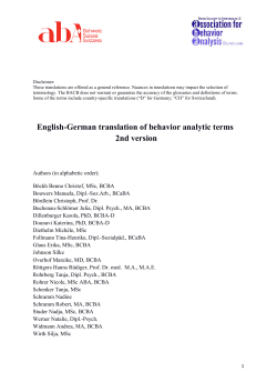 English-German translation of behavior analytic terms 2nd