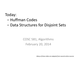 Huffman Codes &minus; Data Structures for Disjoint Sets - UTK-EECS
