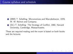 Course syllabus and schedule
