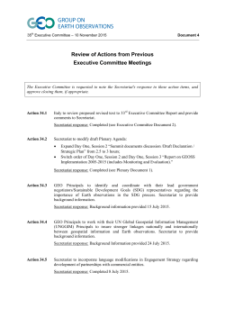 Review of Actions from Previous Executive Committee Meetings