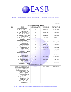 30.05. 2011 ADVERTISING COSTS IN TSH S/N ITEM QTY