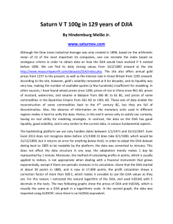 Saturn V T 100g in 129 years of DJIA By Hindemburg Mel&atilde;o Jr. www