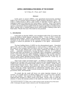 1 ASPEN: A MICROSIMULATION MODEL OF THE ECONOMY by N