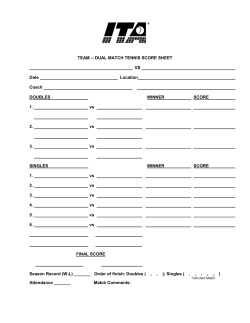 TEAM -- DUAL MATCH TENNIS SCORE SHEET VS