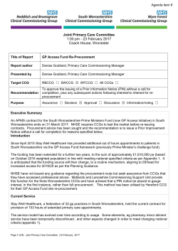 Agenda item 6 Joint Primary Care Committee 1:00 pm