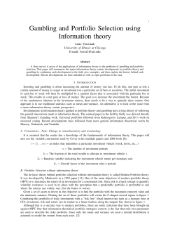 Gambling and Portfolio Selection using Information theory