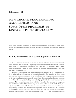 Chapter 11 NEW LINEAR PROGRAMMING ALGORITHMS, AND