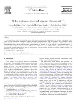 Order, positioning, scope and outcomes of market entry