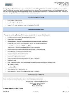 Correspondent Lending Application