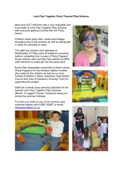 Lets Play Together Party Themed Play Scheme. May/June 2017 half