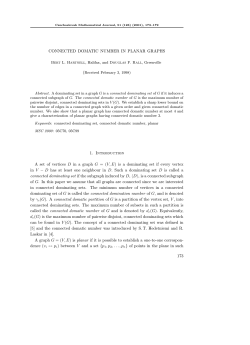 CONNECTED DOMATIC NUMBER IN PLANAR GRAPHS 1