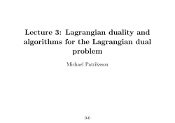 Lecture 3: Lagrangian duality and algorithms for