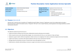 Position Description: Senior Applications Services Specialist