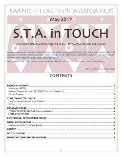 May 2017 STA-in-Touch - Saanich Teachers` Association
