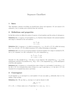 Sequences CheatSheet - Columbia Math Department