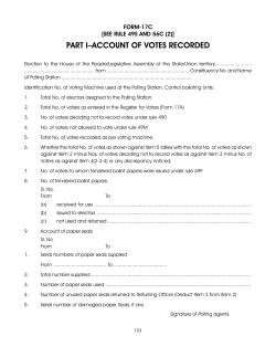 PART I&ndash;ACCOUNT OF VOTES RECORDED