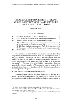 shareholder oppression in texas close corporations
