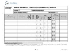 Hazardous substances/Dangerous goods/Chemicals register