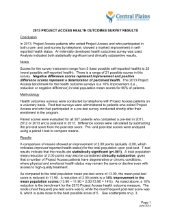 2013 Project Access Health Outcomes