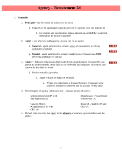 Agency &ndash; Restatement 2d