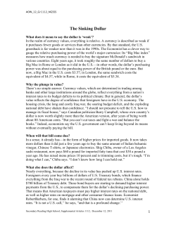 The Sinking Dollar