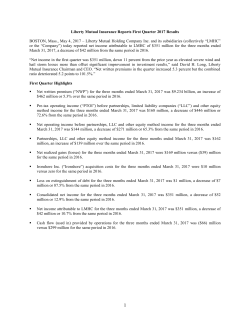Liberty Mutual Insurance Reports First Quarter 2017 Results