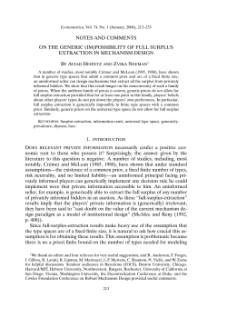 (im)possibility of full surplus extraction in mechanism design does