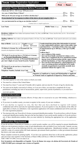 Texas Voter Registration Application