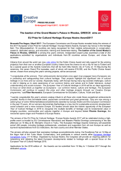 Press Release - Europa Nostra Award 2017