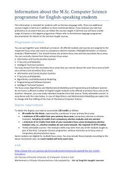 Information about the M.Sc. Computer Science programme for