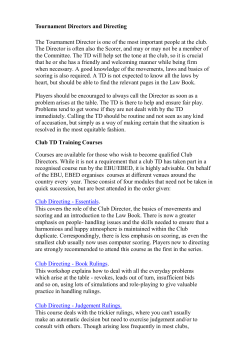 Tournament Directors and Directing