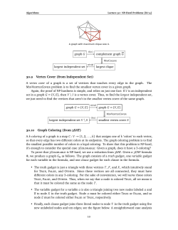 . Vertex Cover (from Independent Set) . Graph Coloring (from SAT)