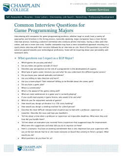 Common Interview Questions for Game Programming Majors