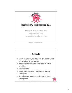 Regulatory Intelligence 101