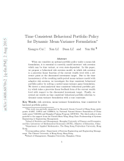 Time Consistent Behavior Portfolio Policy for Dynamic Mean
