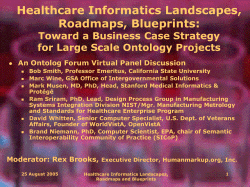 Healthcare Informatics Landscapes, Roadmaps, Blueprints