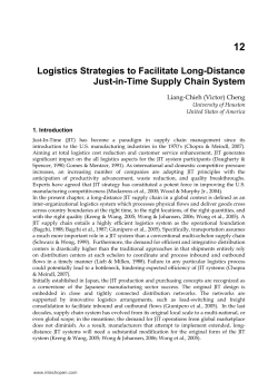 Logistics Strategies to Facilitate Long-Distance Just-in