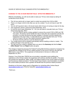 HOURS OF SERVICE RULE CHANGES EFFECTIVE IMMEDIATELY
