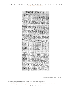 Game played May 31, 1920 at Kansas City, MO