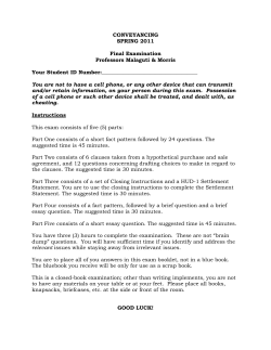 Conveyancing Exam 2011 - Massachusetts School of Law