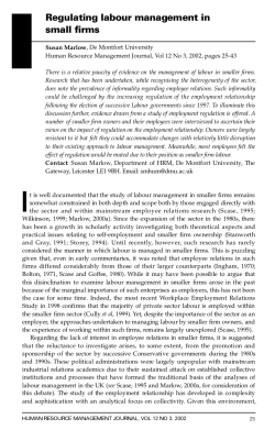 Regulating labour management in small firms