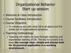 Introduction to Organizational Behavior